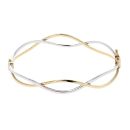 9ct Yellow and White Gold Hinged Twisted Bangle