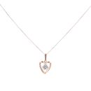 9ct Rose Gold Cubic Zirconia Heart Pendant & Chain 18"