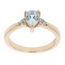9ct Yellow Gold Created Blue Topaz and Diamond Ring