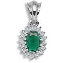 9 Carat White Gold 12pts Diamond & Emerald Pendant