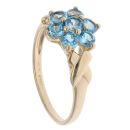 9ct Yellow Gold Blue Topaz Cluster Ring
