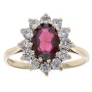 9ct Yellow Gold Garnet And Cubic Zirconia Cluster Ring