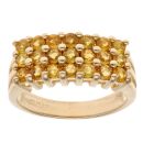 9ct Yellow Gold Three Row Citrine Ring