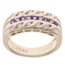 9ct Yellow Gold Cubic Zirconia And Amethyst Ring