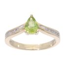 9ct Yellow Gold Created Peridot And Diamond Stone Set Ring