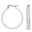 Silver Crystal Chain Hoop Earrings