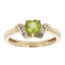 9ct Yellow Gold Created Peridot and Diamond Heart Ring
