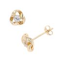 9ct Yellow Gold Cubic Zirconia Knot Stud Earrings