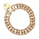 9ct Yellow Gold Heart Lock Charm Bracelet 7"
