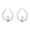 Silver Claddagh Creole Hoop Earrings By Icesia