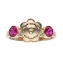 Children's 14ct Yellow Gold Red Gemstone Flower Stone Set Ring