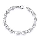 Sterling Silver Men's Stone Set Patterned Tulip 9'' Bracelet