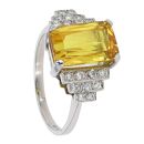 Platinum Diamond And Yellow Sapphire Stepped Ring