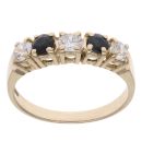 9ct Yellow Gold Sapphire And Cubic Zirconia Five Stone Ring