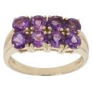 9ct Yellow Gold Amethyst Two Row Ring