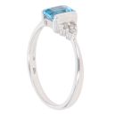 9ct White Gold Blue Topaz and 0.05ct Diamond Ring