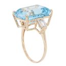 14ct Yellow Gold Blue Gemstone And Cubic Zirconia Ring