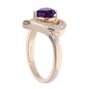 9ct Yellow Gold Created Amethyst And Diamond Stone Set Ring