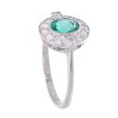 Platinum Emerald and 0.50ct Diamond Ring