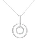 9ct White Gold Diamond Circle Pendant Necklace