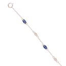 9ct White Gold 0.11ct Diamond And Created Sapphire Bracelet 7"