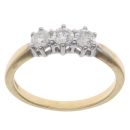 18ct Yellow Gold 0.55ct Brilliant Cut Diamond Trilogy Ring