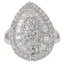 18ct White Gold 2.00ct Baguette and Brilliant Cut Cluster Ring