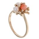 9ct Yellow Gold Coral and Pearl Fancy Ring