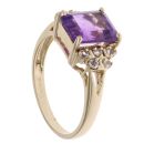 9ct Yellow Gold Amethyst And Cubic Zirconia Ring