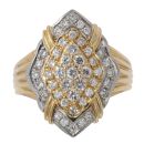 18ct Yellow Gold And Platinum 0.69ct Brilliant Cut Diamond Cluster Ring