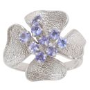 9ct White Gold Tanzanite Flower Ring