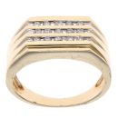 9ct Yellow and White Gold 0.25ct Brilliant Round Diamond Signet Ring