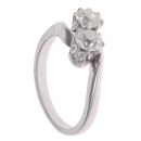 18ct White Gold 1.00ct Brilliant Cut Diamond Two Stone Twist Ring