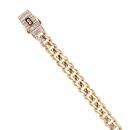 14ct Yellow Gold Monaco Classic Baguette Pave Lock Curb Bracelet 8"