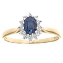 9ct Yellow Gold Sapphire and Diamond Cluster Ring