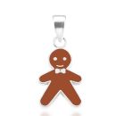 Silver 14x10mm Gingerbread Person Pendant and Chain 18"