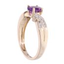9ct Yellow Gold Created Amethyst And Diamond Ring
