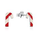 Silver 5x8.5mm Candy Cane Stud Earrings