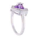9ct White Gold Amethyst and Diamond Triangular Dress Ring