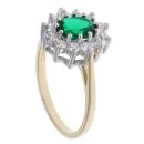 9ct Yellow Gold Green Gemstone And Cubic Zirconia Cluster Ring