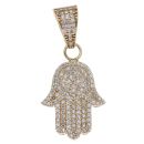 9ct Yellow Gold Cubic Zirconia Hamza Hand Pendant