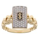 14ct Yellow Gold Monaco Classic Cubic Zirconia Pave Signet Ring