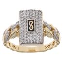14ct Yellow Gold Monaco Classic Cubic Zirconia Pave Signet Ring