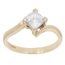 9ct Yellow Gold Cubic Zirconia Twist Solitaire Ring