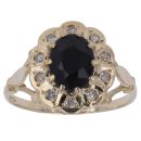 9ct Yellow Gold 0.20ct Diamond and Sapphire Fancy Ring