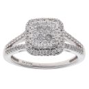 9ct White Gold 0.50ct Brilliant Cut Diamond Cluster Ring