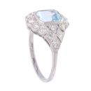 Platinum Aquamarine and 0.45ct Diamond Ring