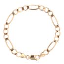 9ct Yellow Gold Figaro Bracelet 7"