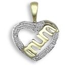 9 Carat Yellow Gold 0.02pts Diamond Heart / Mum Pendant
