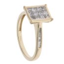 9ct Yellow Gold 0.75ct Princess Cut Diamond Cluster Ring
